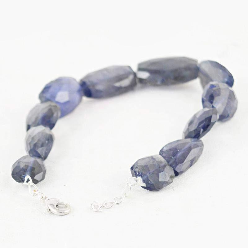 gemsmore:Natural Untreated Blue Tanzanite Bracelet Faceted Beads