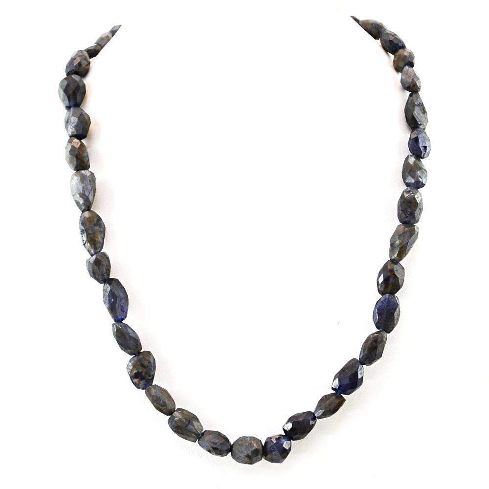 gemsmore:Natural Untreated Blue Tanzanite Necklace - Faceted Beads