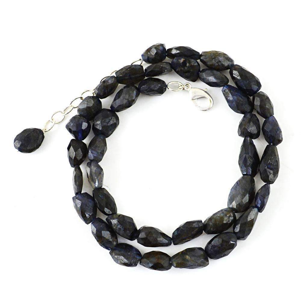 gemsmore:Natural Untreated Blue Tanzanite Necklace - Faceted Beads