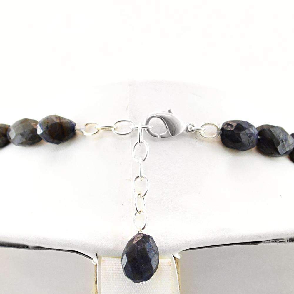 gemsmore:Natural Untreated Blue Tanzanite Necklace - Faceted Beads