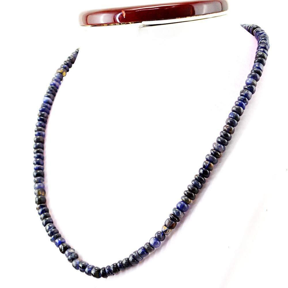 gemsmore:Natural Untreated Blue Tanzanite Necklace Round Beads Necklace