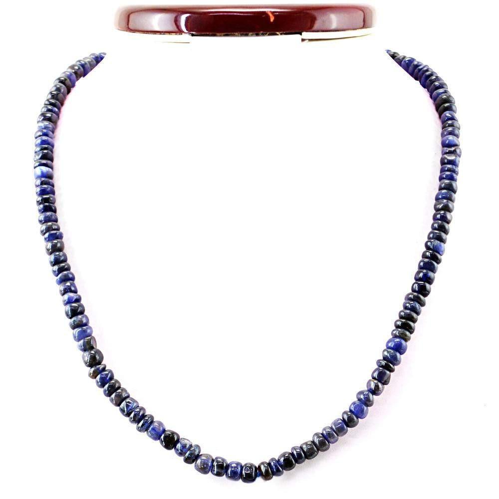 gemsmore:Natural Untreated Blue Tanzanite Necklace Round Beads Necklace
