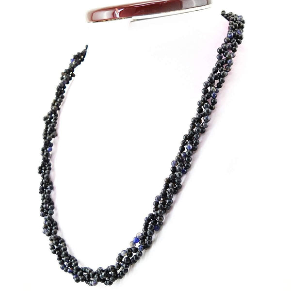 gemsmore:Natural Untreated Blue Tanzanite Necklace Round Shape Beads