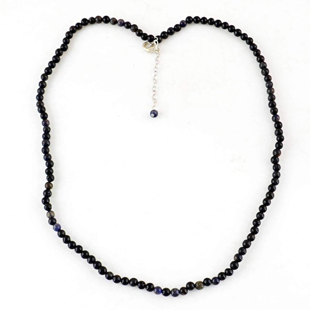 gemsmore:Natural Untreated Blue Tanzanite Necklace Round Shape Beads