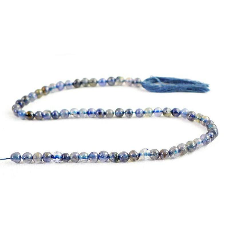 gemsmore:Natural Untreated Blue Tanzanite Round Shape Beads Strand
