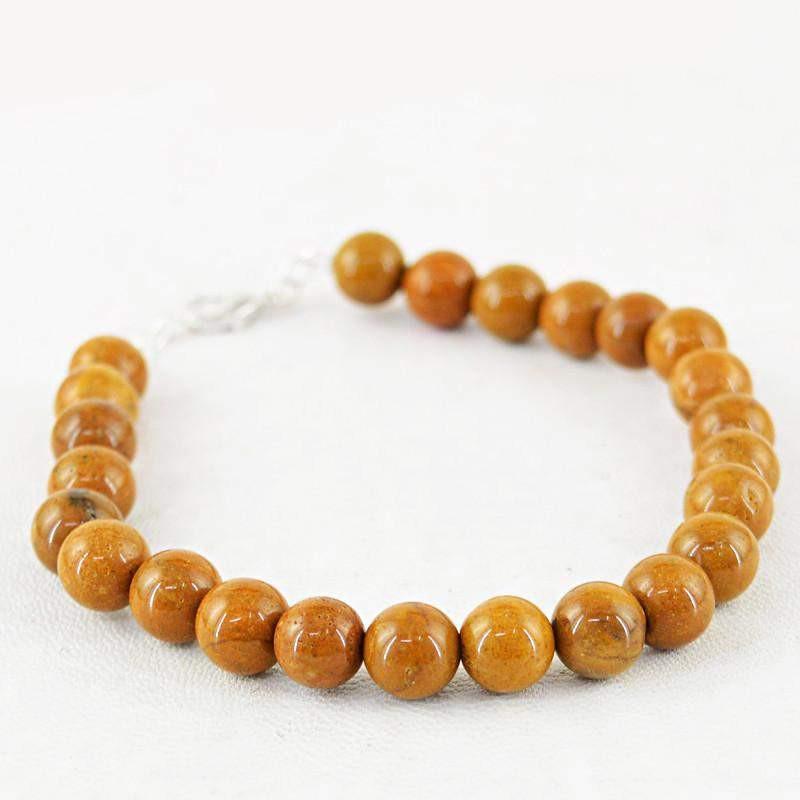 gemsmore:Natural Untreated Brown Jasper Bracelet Round Shape Beads