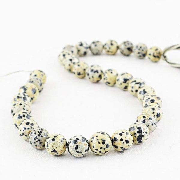 gemsmore:Natural Untreated Dalmation Jasper Strand Round Drilled Beads