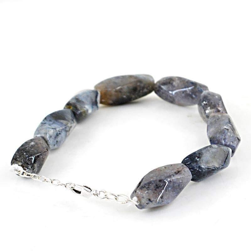 gemsmore:Natural Untreated Dendrite Opal Bracelet Faceted Beads
