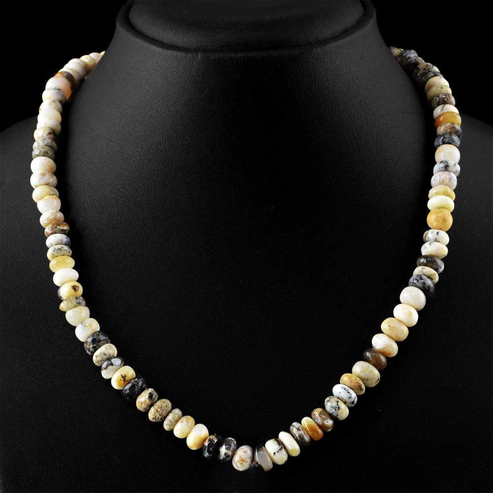 gemsmore:Natural Untreated Dendrite Opal Necklace Round Shape Beads Necklace