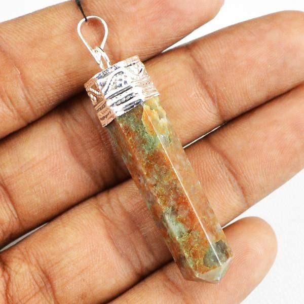 gemsmore:Natural Untreated Dendrite Opal Pure Reiki Healing Point Pendant