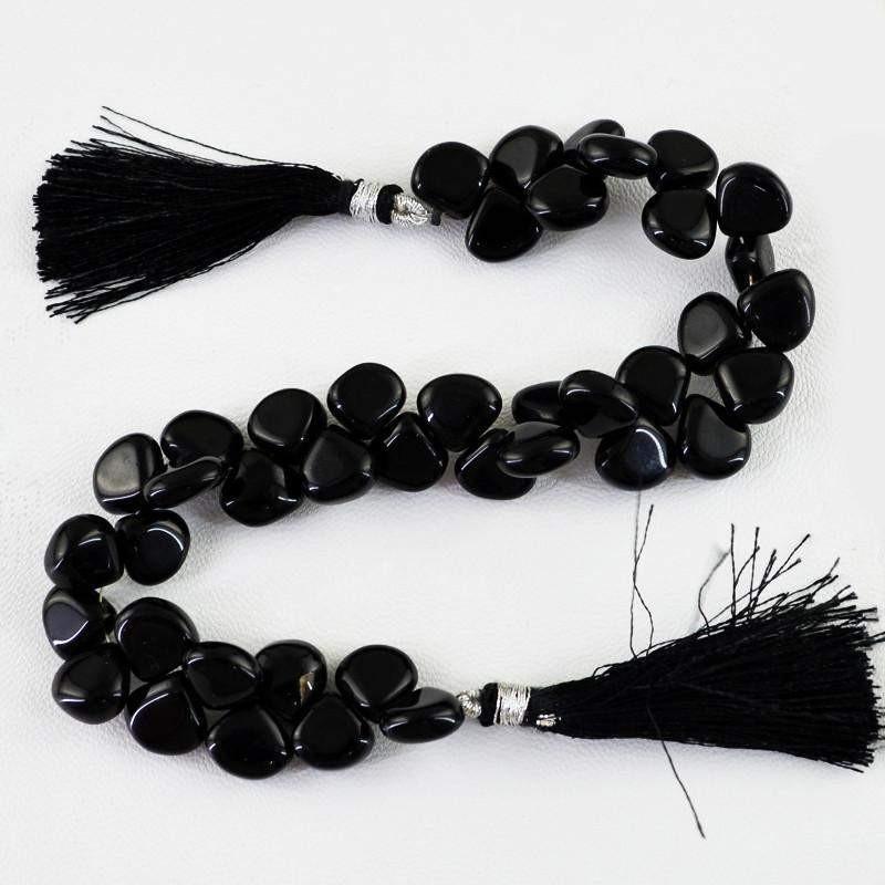 gemsmore:Natural Untreated Drilled Black Onyx Beads Strand