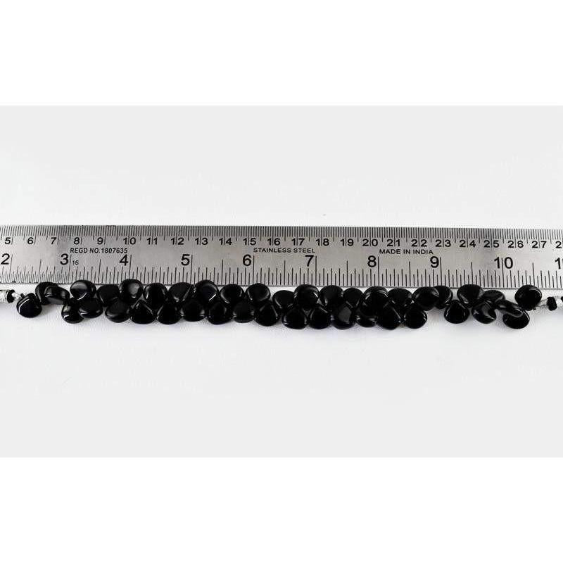 gemsmore:Natural Untreated Drilled Black Onyx Beads Strand