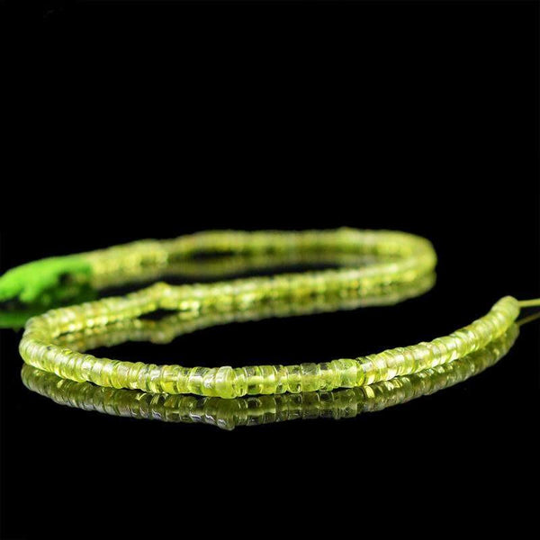 gemsmore:Natural Untreated Drilled Green Peridot Beads Strand