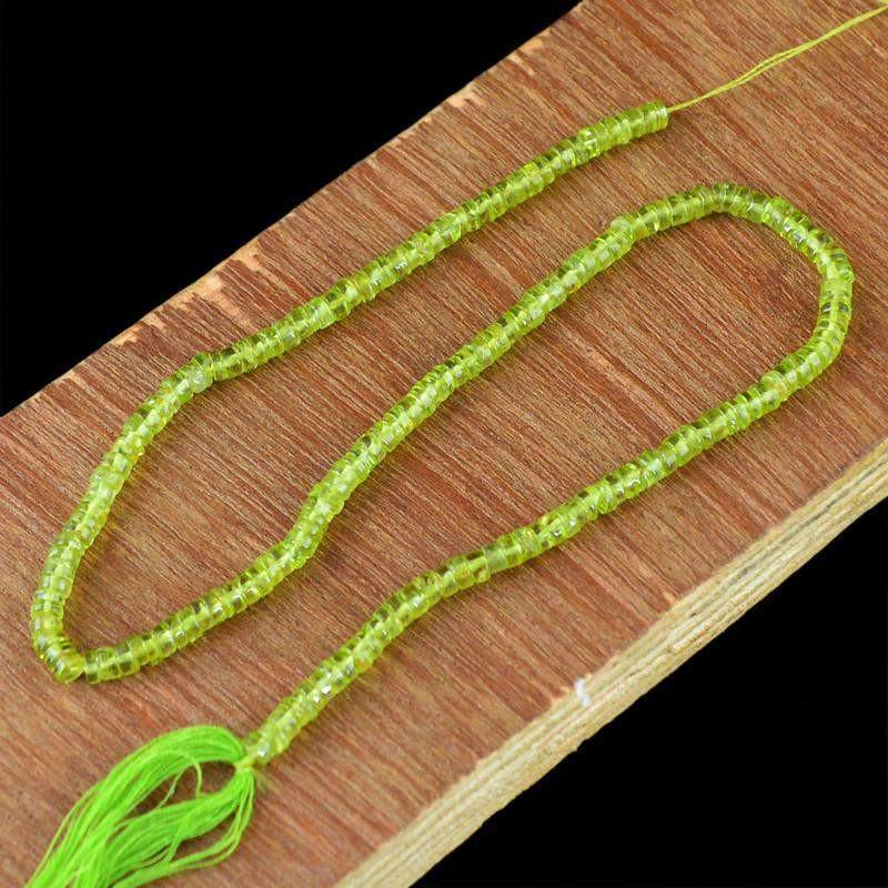 gemsmore:Natural Untreated Drilled Green Peridot Beads Strand