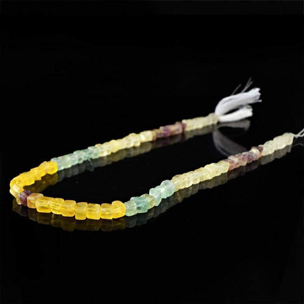 gemsmore:Natural Untreated Drilled Multicolor Fluorite Beads Strand