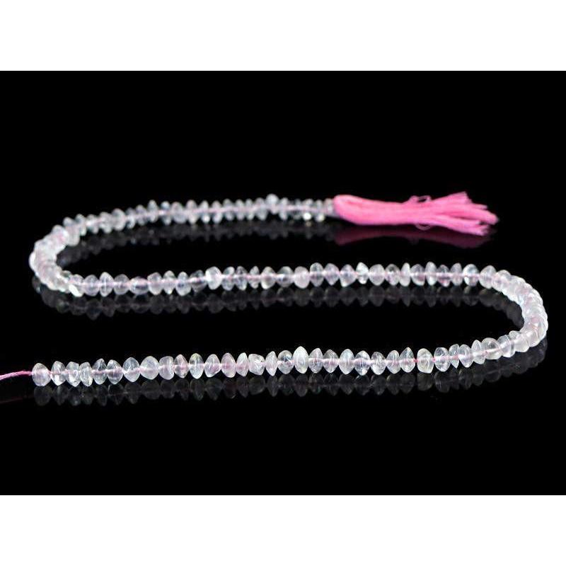 gemsmore:Natural Untreated Drilled Pink Rose Quartz Beads Strand