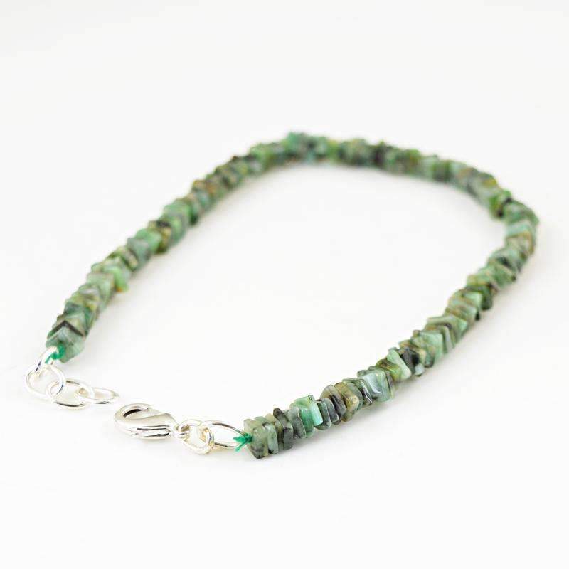 gemsmore:Natural Untreated Emerald Beads Bracelet