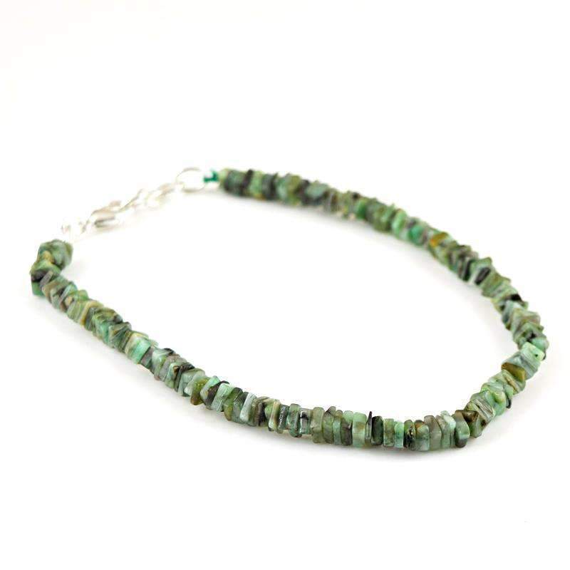 gemsmore:Natural Untreated Emerald Beads Bracelet