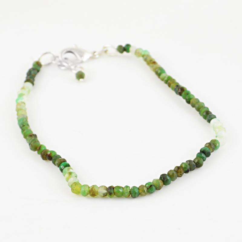 gemsmore:Natural Untreated Emerald Bracelet Round Shape Faceted Beads