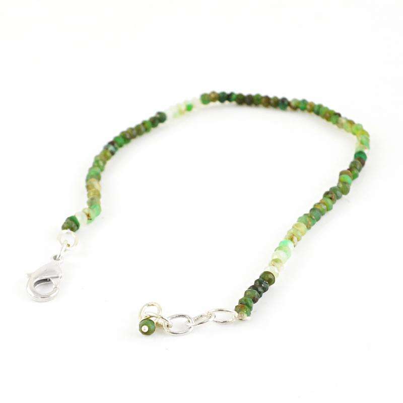 gemsmore:Natural Untreated Emerald Bracelet Round Shape Faceted Beads