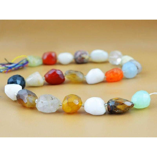 gemsmore:Natural Untreated Faceted Onyx & Agate Drilled Beads Strand