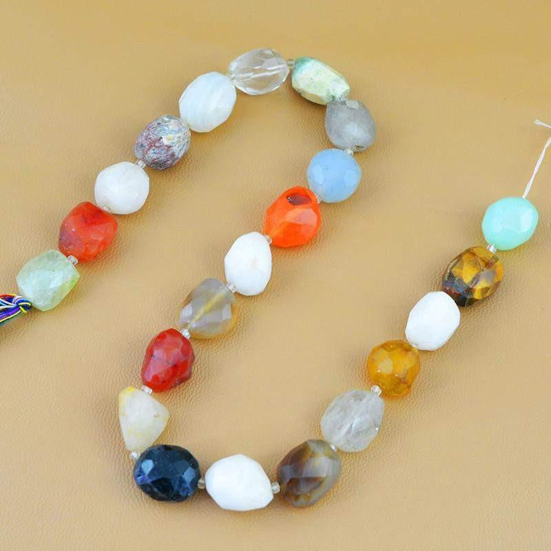 gemsmore:Natural Untreated Faceted Onyx & Agate Drilled Beads Strand