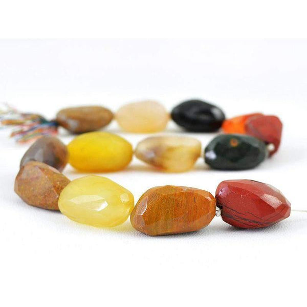 gemsmore:Natural Untreated Faceted Onyx & Jasper Beads Strand