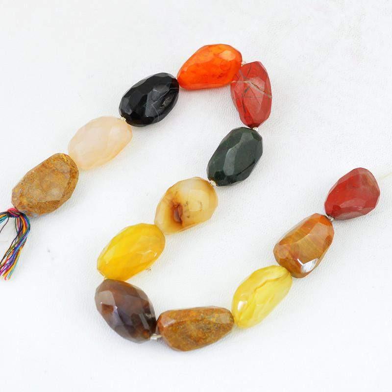 gemsmore:Natural Untreated Faceted Onyx & Jasper Beads Strand