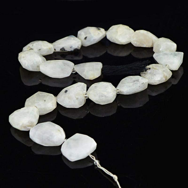 gemsmore:Natural Untreated Faceted White Moonstone Beads Strand