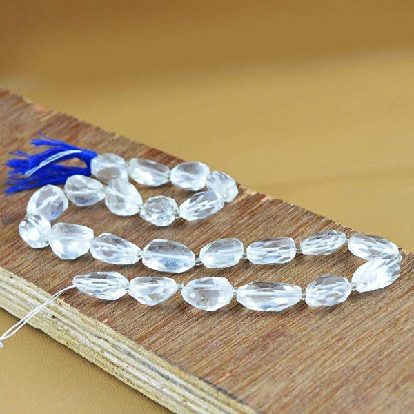 gemsmore:Natural Untreated Faceted White Quartz Beads Strand