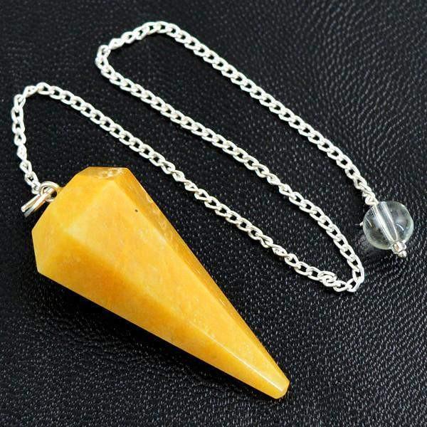 gemsmore:Natural Untreated Genuine Yellow Aventurine Healing Pendulum