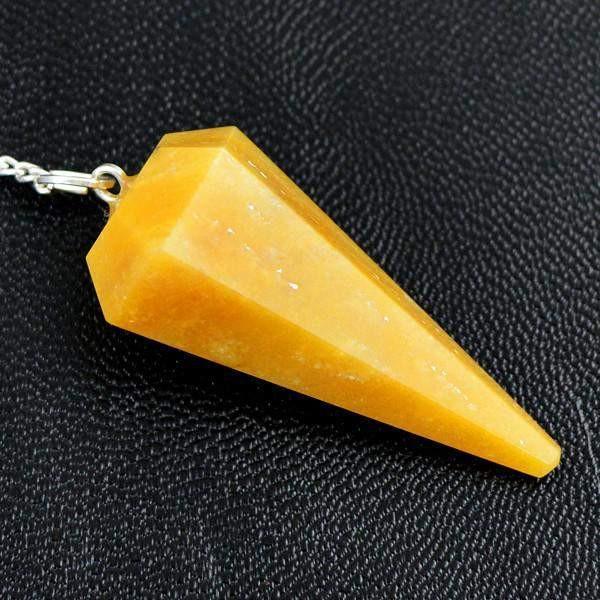 gemsmore:Natural Untreated Genuine Yellow Aventurine Healing Pendulum