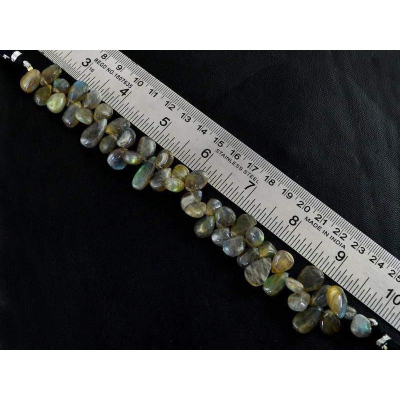 gemsmore:Natural Untreated Golden Flash Labradorite Beads Strand