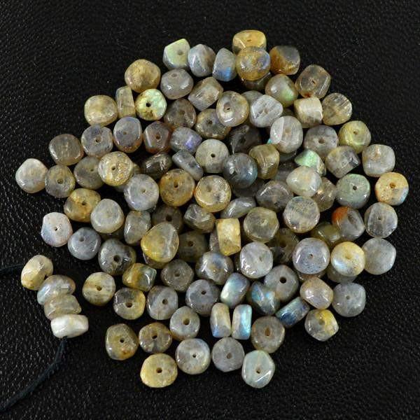 gemsmore:Natural Untreated Golden Flash Labradorite Round Shape Drilled Beads Lot