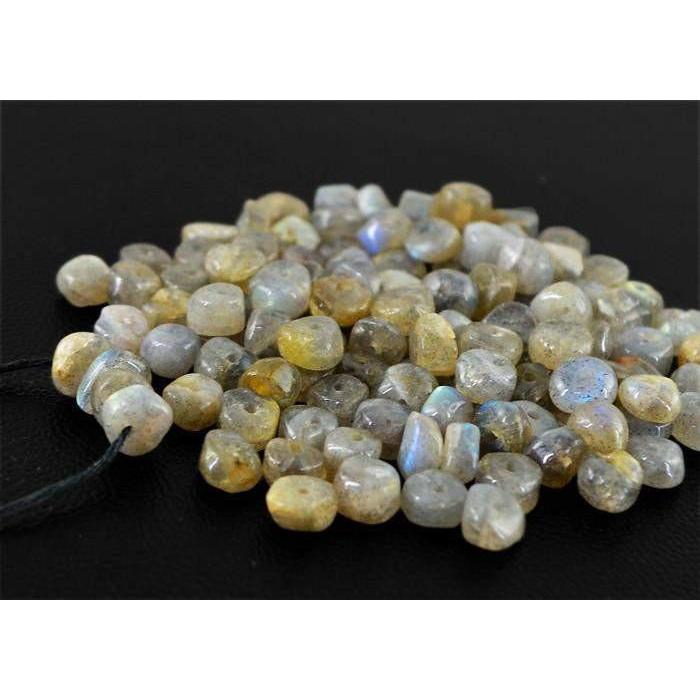 gemsmore:Natural Untreated Golden Flash Labradorite Round Shape Drilled Beads Lot