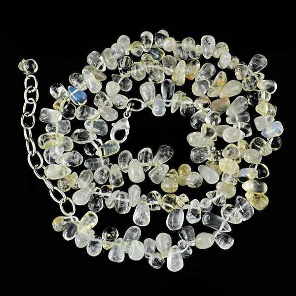 gemsmore:Natural Untreated Golden Rutile Quartz necklace Tear Drop Beads