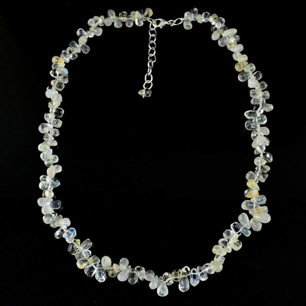 gemsmore:Natural Untreated Golden Rutile Quartz necklace Tear Drop Beads
