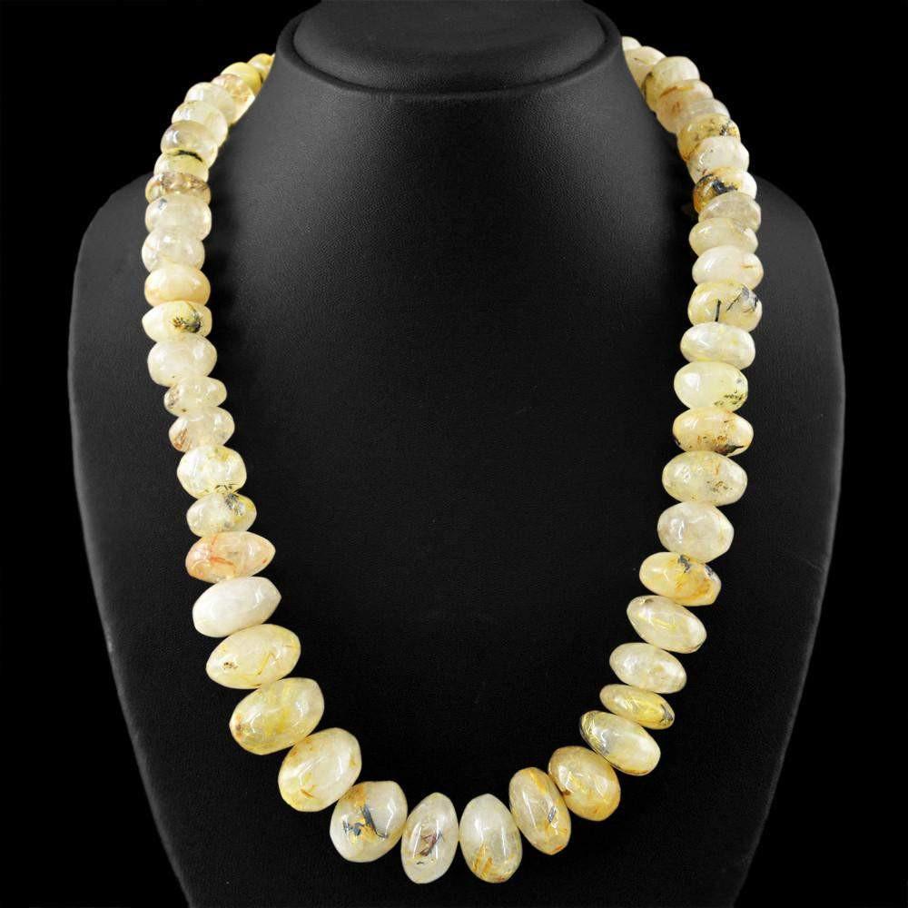 gemsmore:Natural Untreated Golden Rutile Quartz Round Beads