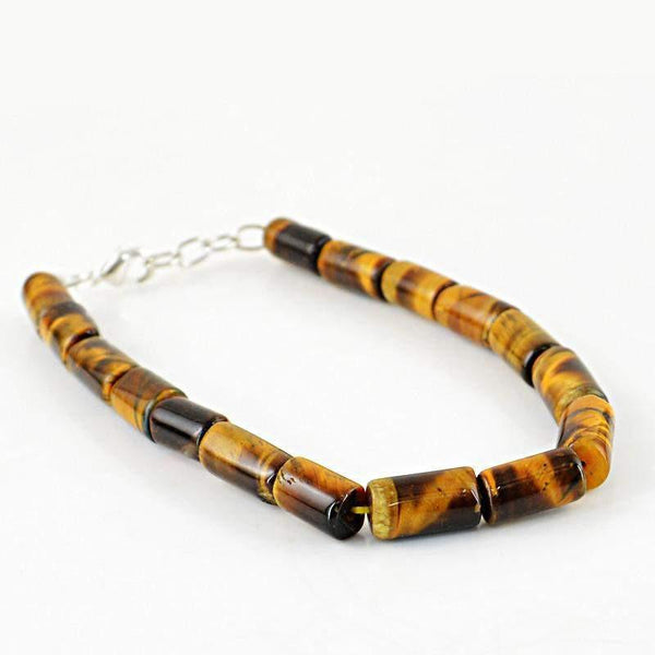 gemsmore:Natural Untreated Golden Tiger Eye Beads Bracelet