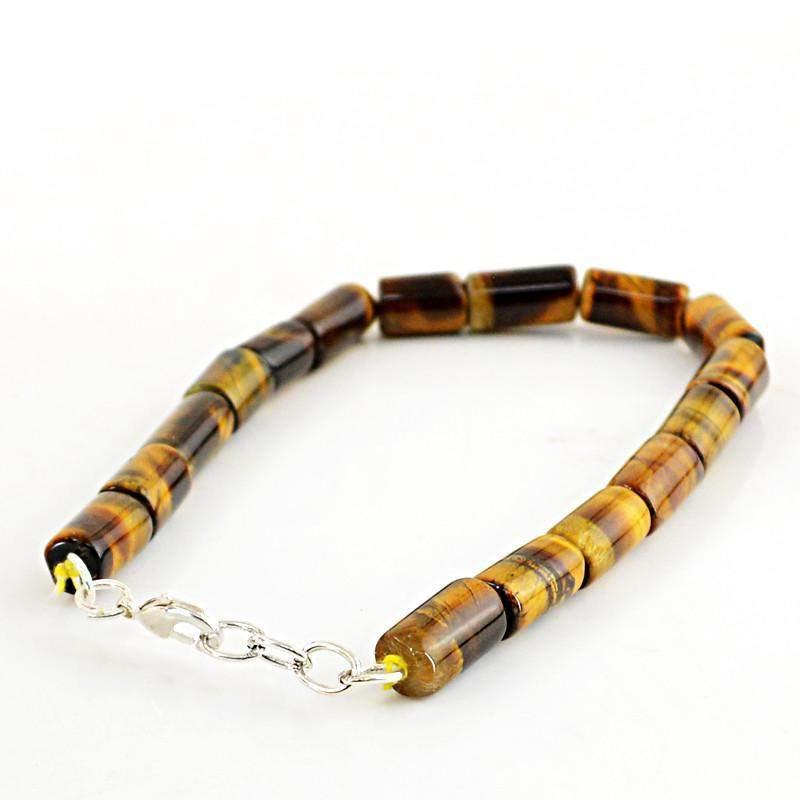gemsmore:Natural Untreated Golden Tiger Eye Beads Bracelet