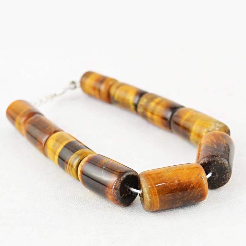 gemsmore:Natural Untreated Golden Tiger Eye Beads Bracelet