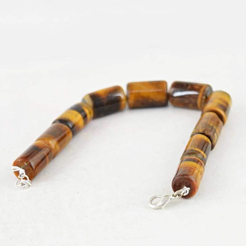 gemsmore:Natural Untreated Golden Tiger Eye Beads Bracelet