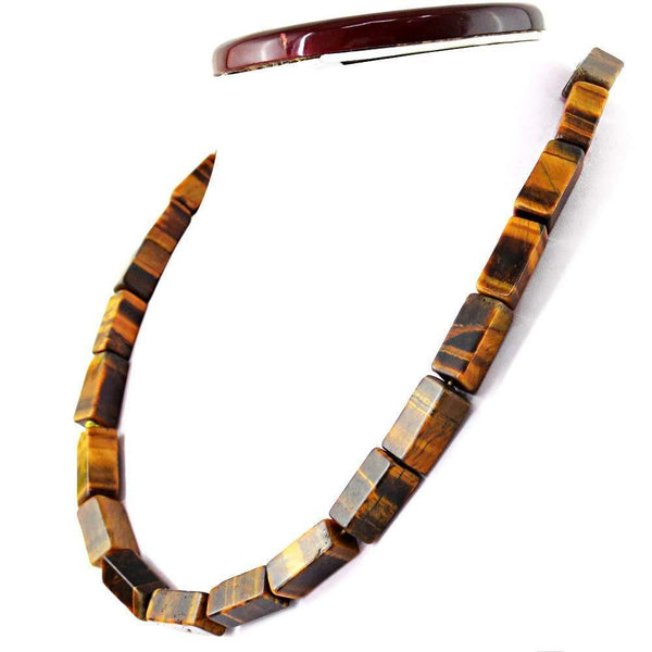 gemsmore:Natural Untreated Golden Tiger Eye Beads Necklace