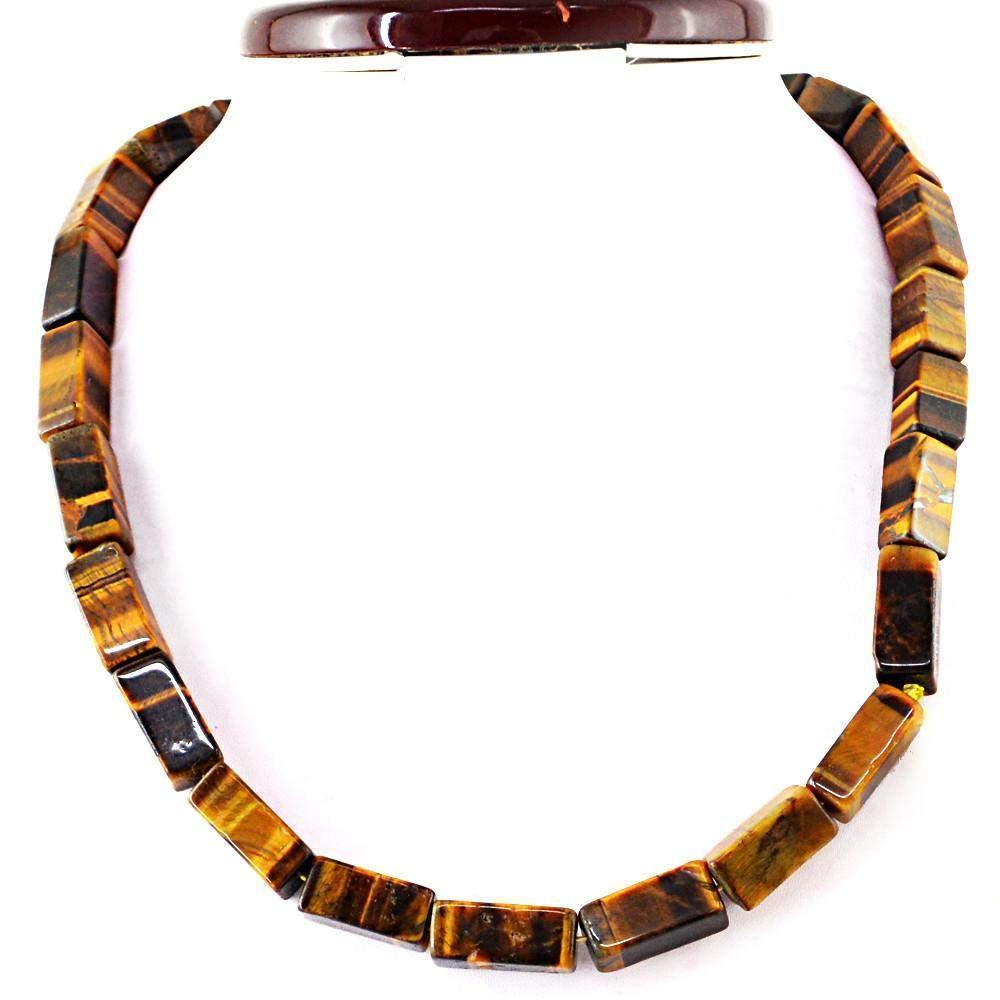 gemsmore:Natural Untreated Golden Tiger Eye Beads Necklace