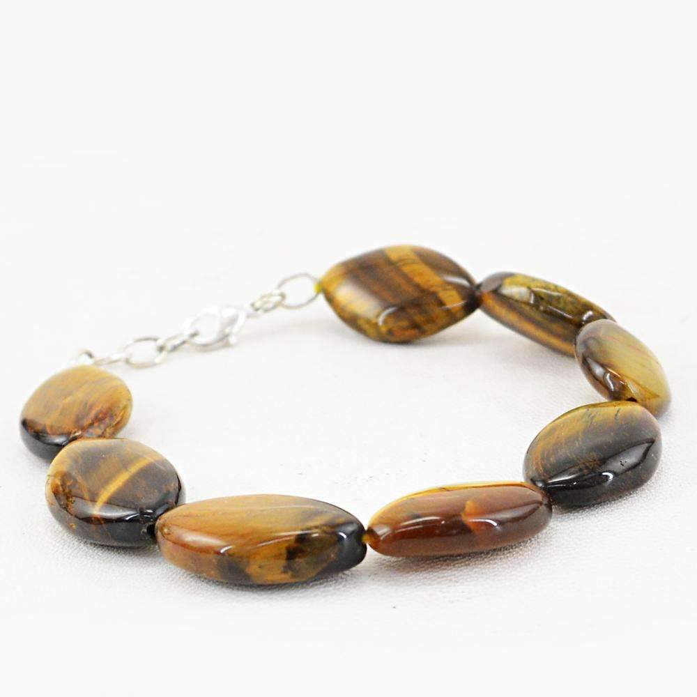 gemsmore:Natural Untreated Golden Tiger Eye Bracelet Beads