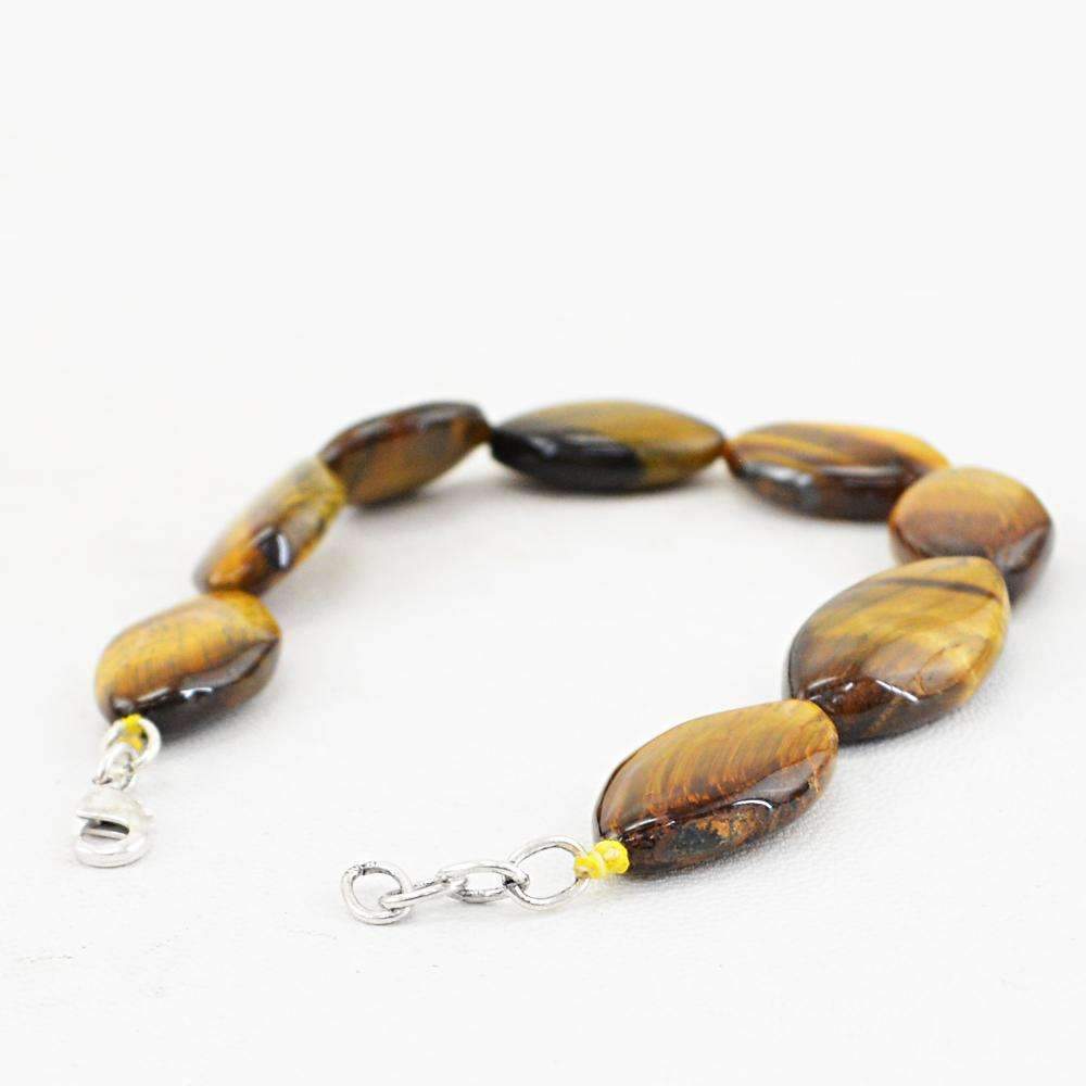 gemsmore:Natural Untreated Golden Tiger Eye Bracelet Beads