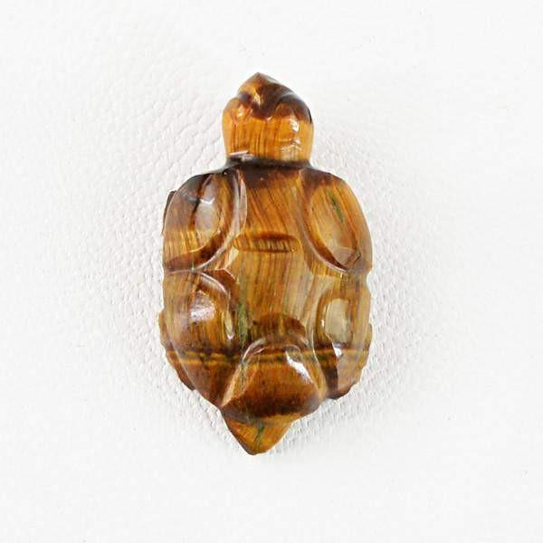 gemsmore:Natural Untreated Golden Tiger Eye Carved Turtle Gemstone