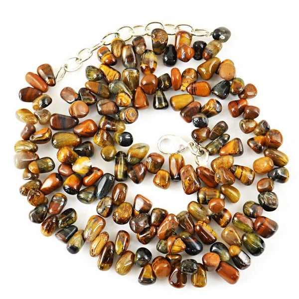 gemsmore:Natural Untreated Golden Tiger Eye Necklace Tear Drop Beads