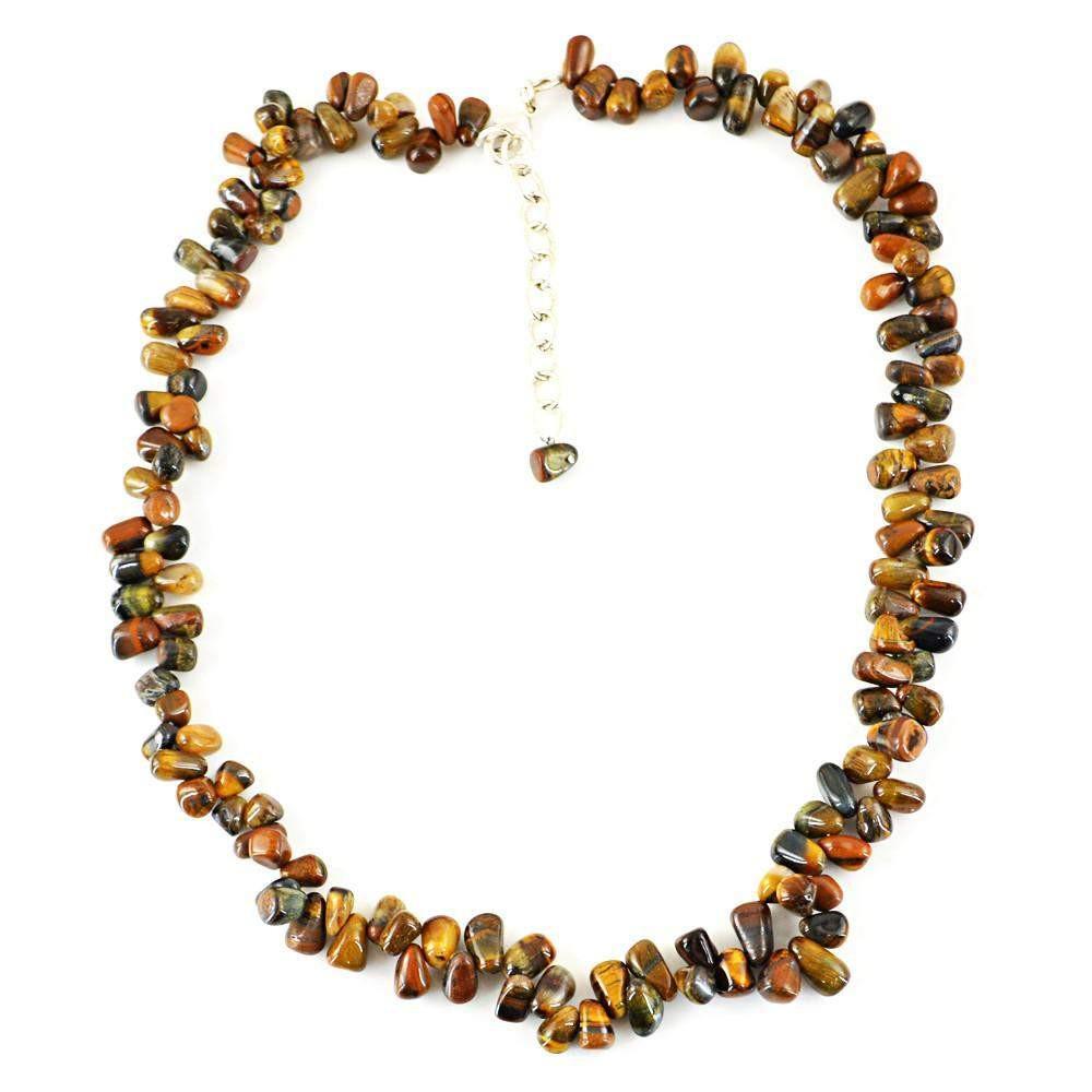 gemsmore:Natural Untreated Golden Tiger Eye Necklace Tear Drop Beads