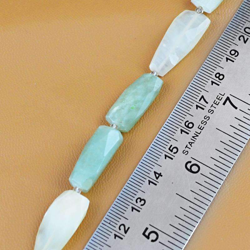 gemsmore:Natural Untreated Green Aquamarine Beads Strand Faceted Drilled